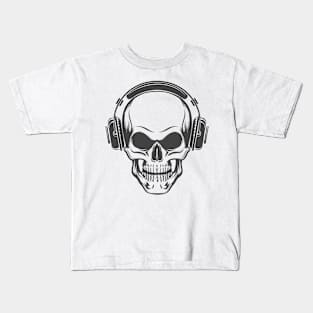 Skull with Headphones Kids T-Shirt